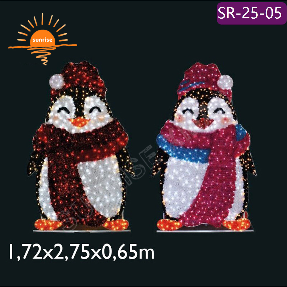 Outdoor lighted christmas Penguin motif light show the Color-changing RGB animals street decoration for park