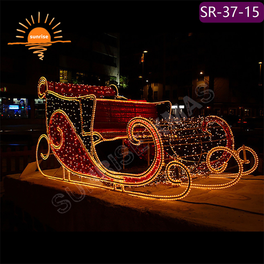 IP65 Christmas Decoration for Garden/Patio LED Sleigh motif photo op show Waterproof LED Holiday Sleigh Lighted