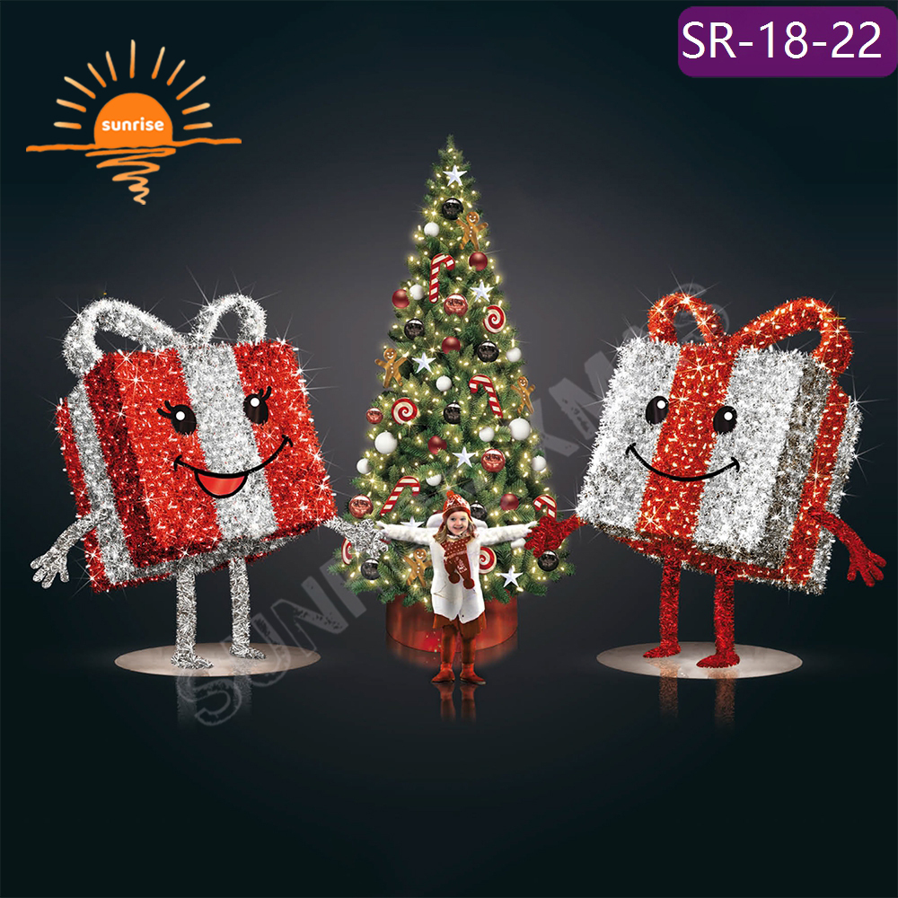 Gift box cartoon Decoration for presents Lamp Rope Motif Light Christmas Ornaments Waterproof Outdoor Led Street Flagpole Light