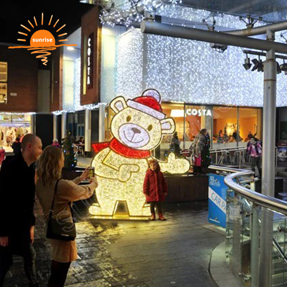 IP65 LED Xmas Teddy Bear for Shopping Center Decoration Christmas Lights Outdoor Waterproof Large LED Sitting Polar Bear Light