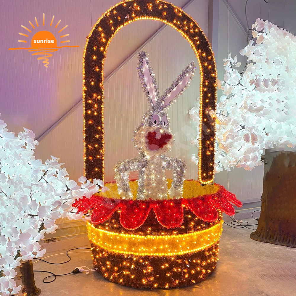 Outdoor Easter Bunny Decorations Large Motif Light Commercial Street Easter Egg Decorations for Holiday Light Displays