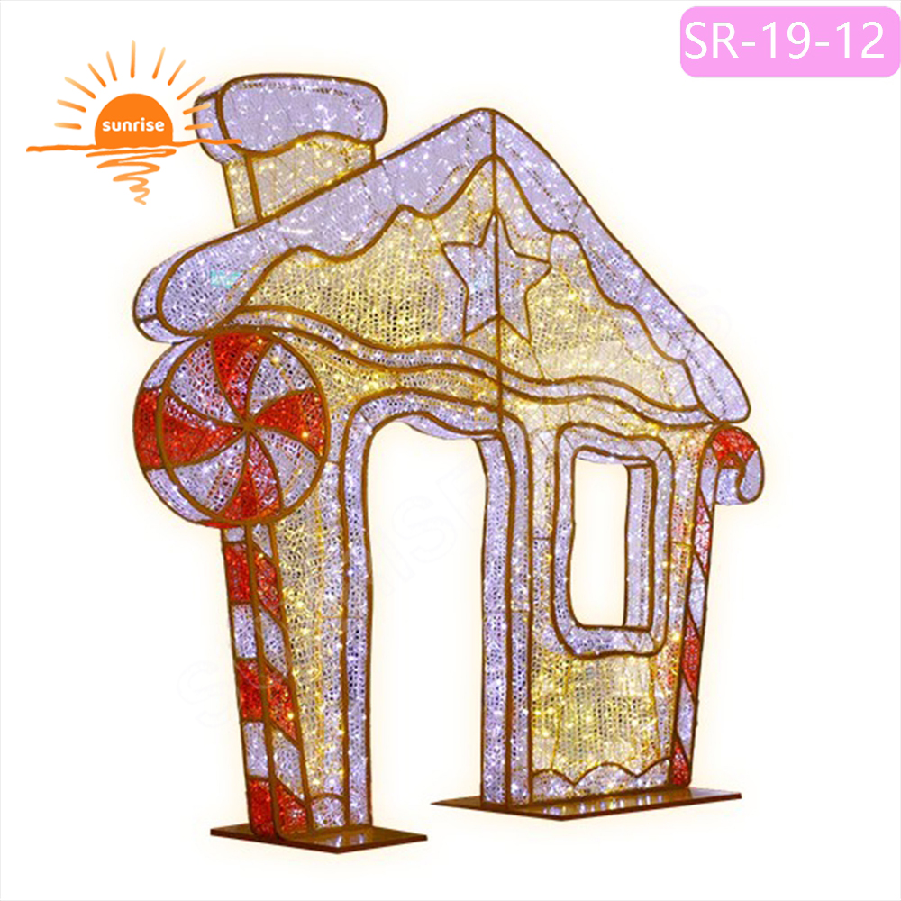 IP65 LED arch candy house motif light show for garden park Christmas theme light Mall park Gingerbread house decoration props