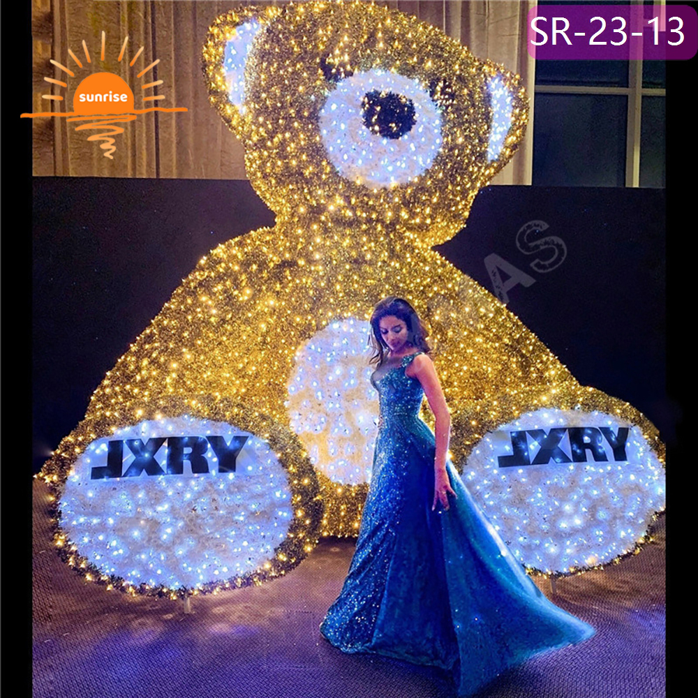 3D Teddy Bear motif light Christmas street theme the Color-changing RGB animals decoration for mall