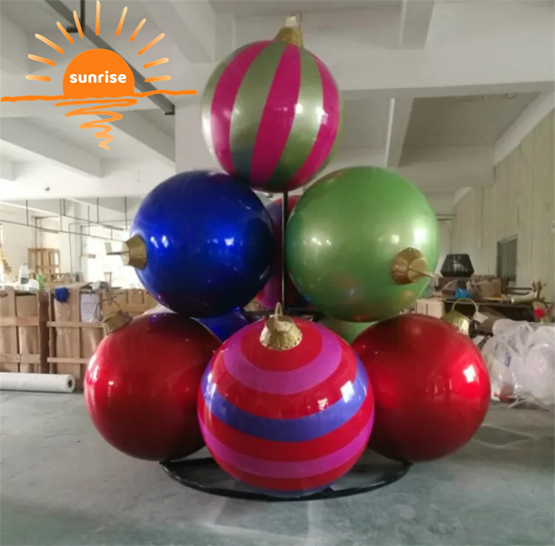 Customize Outdoor Fiberglass Christmas Decoration Large Ornament Ball Stack for Christmas Outdoor Indoor Holiday Display