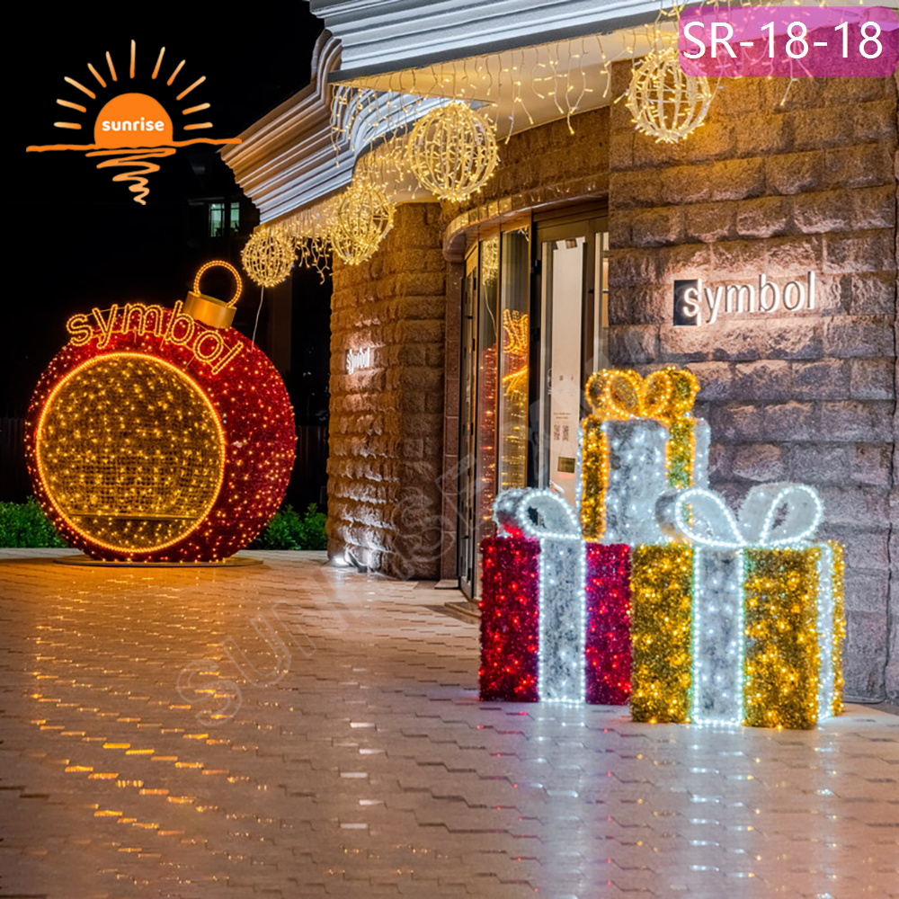 Commercial LED Light Emitting Diode IP65 motif ornament for park mall Downtown Christmas gift box decoration for presents