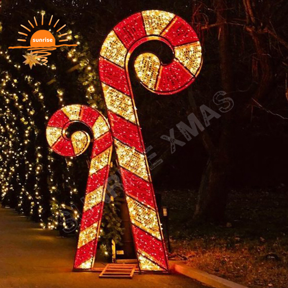 Hot Christmas led light holiday decoration red warm white candy cane stick wands lights Outdoor waterproof light show in stock