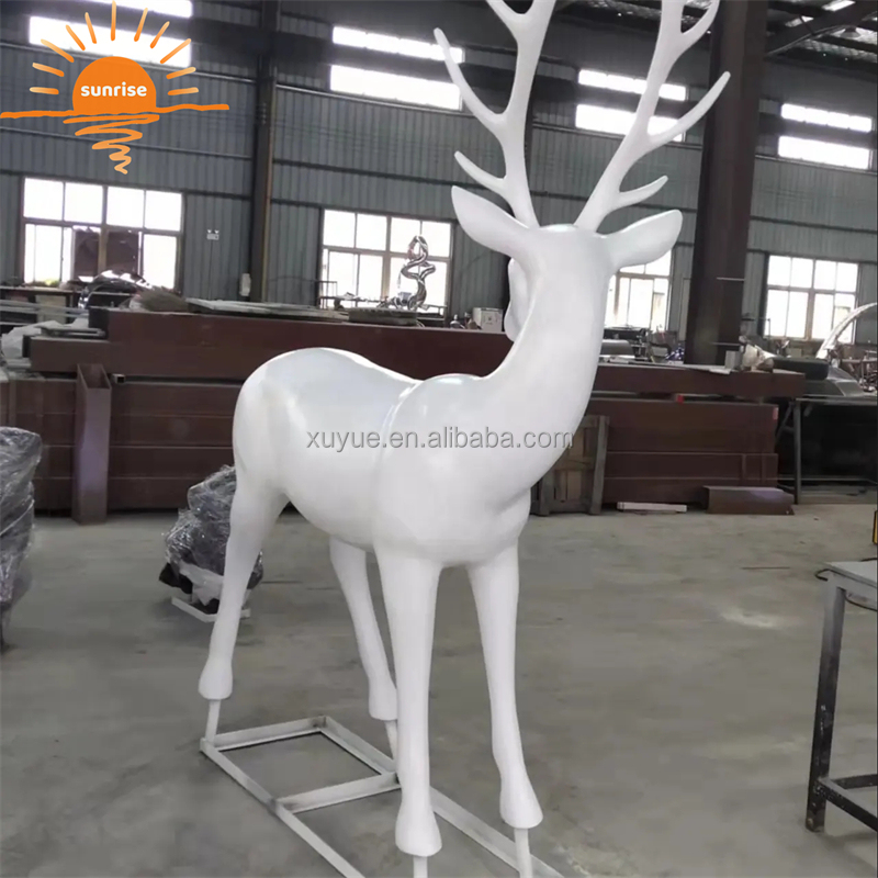 Christmas Reindeer Festival Home Decor Life Size Anime Deer Statue Outdoor Yard Display Resin Fiberglass Animal Sculpture
