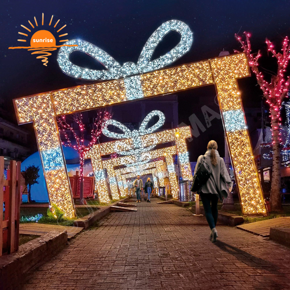 Outdoor Christmas Ornament Commercial Led Lighted Standing Walk Through Christmas Arch Large Outdoor Christmas Decoration