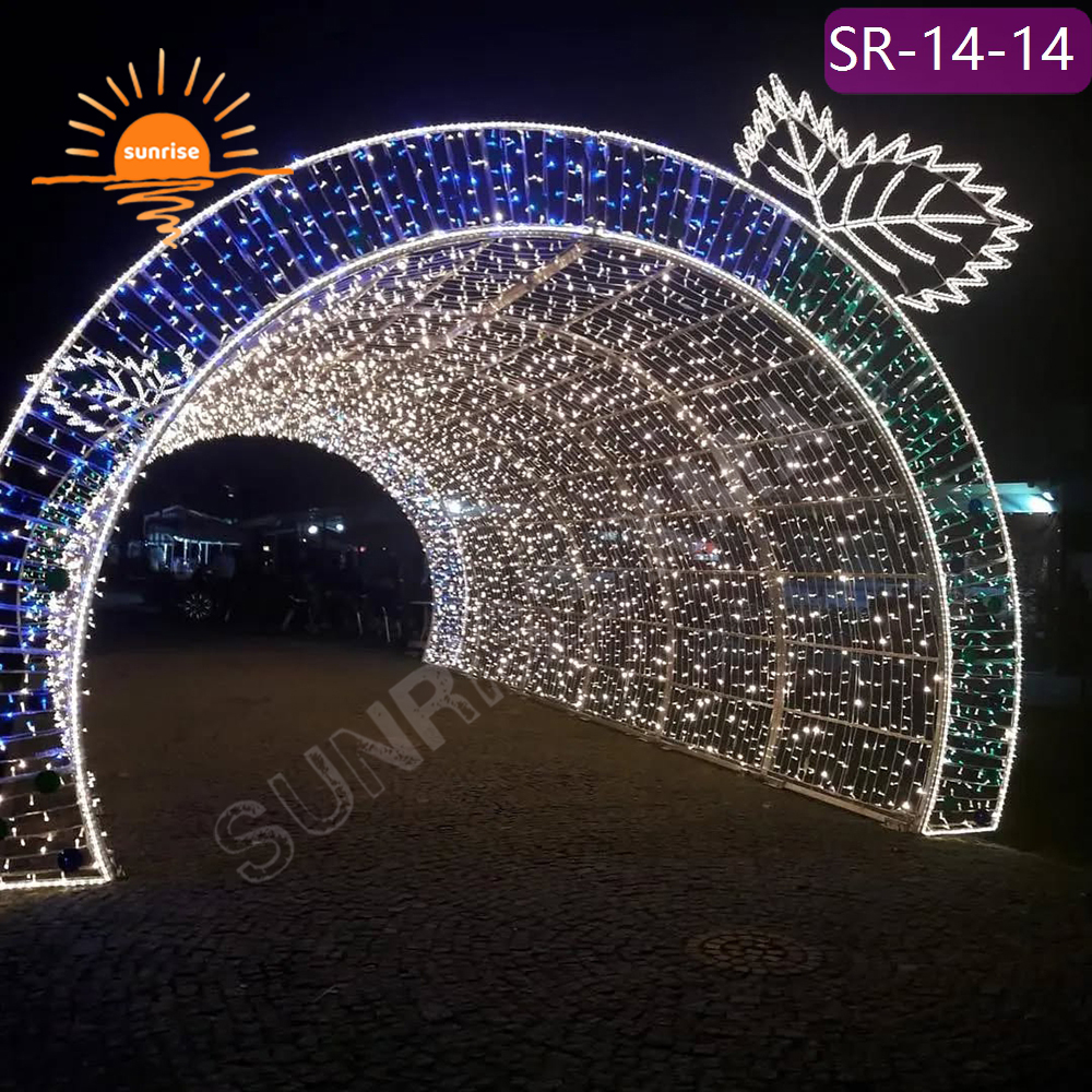 Holiday mall Outdoor Giant the Color-changing RGB Light Tunnel Christmas Wedding arch Decoration 3d Led walk through Theme Light