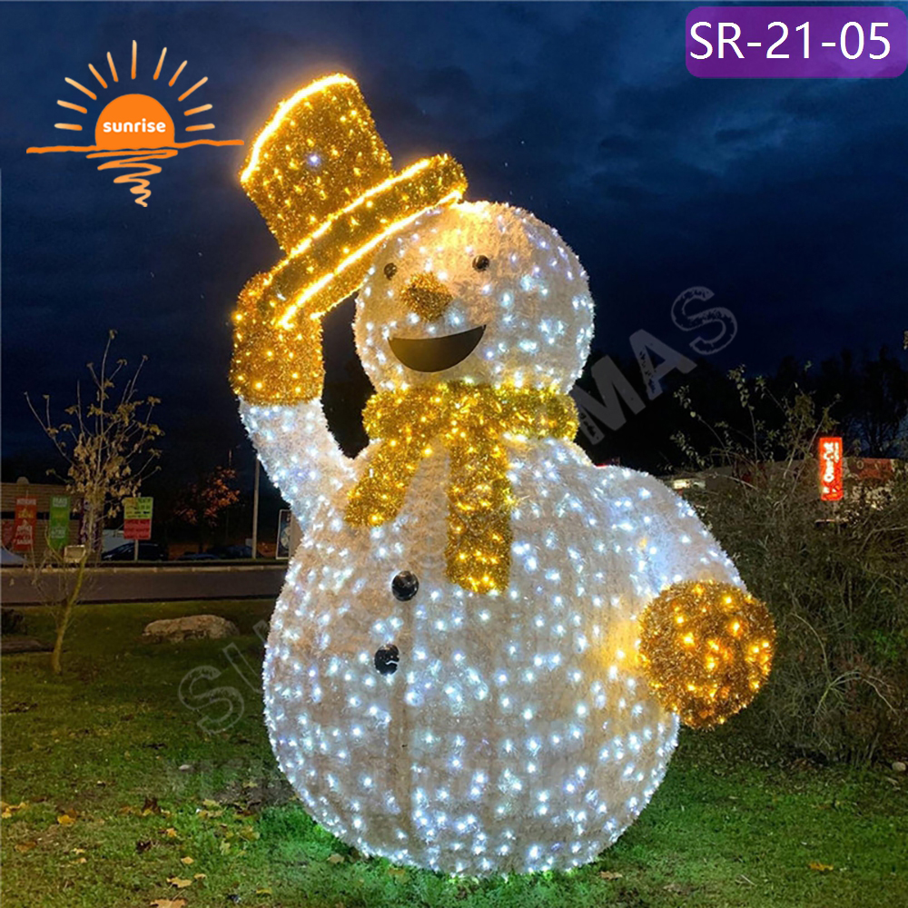 Outdoor Use waterproof Landscape LED Christmas Street Decorative 3D Snowman Motif Sculpture Light show in stock