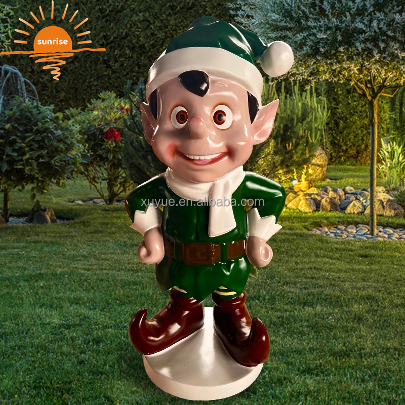Fiberglass Christmas Decoration Elf Stunning Fiberglass Amusement Park Cartoon Decoration Elf Sculpture