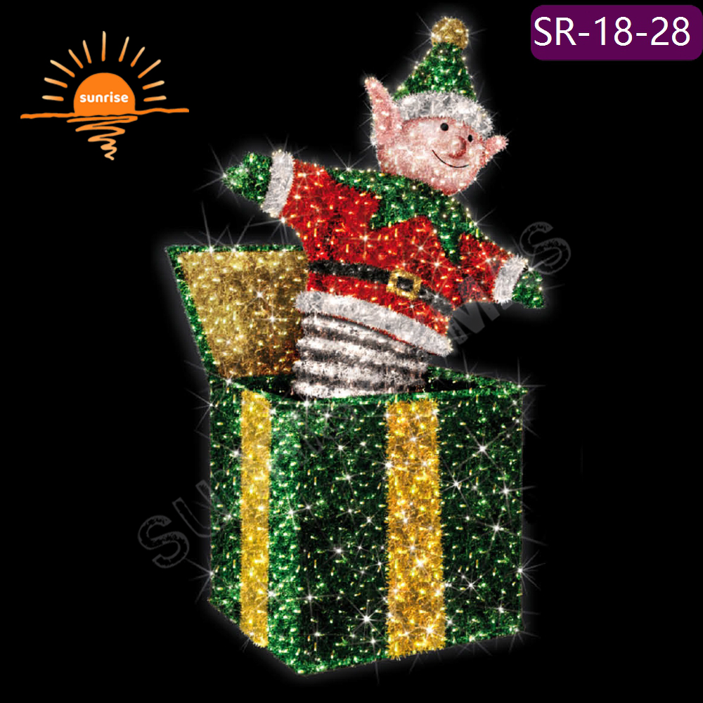 3m 5m Outdoor LED  Lighted Walk Through Large Gift Box Presents pop up santa Shopping Mall Christmas elf Decorations
