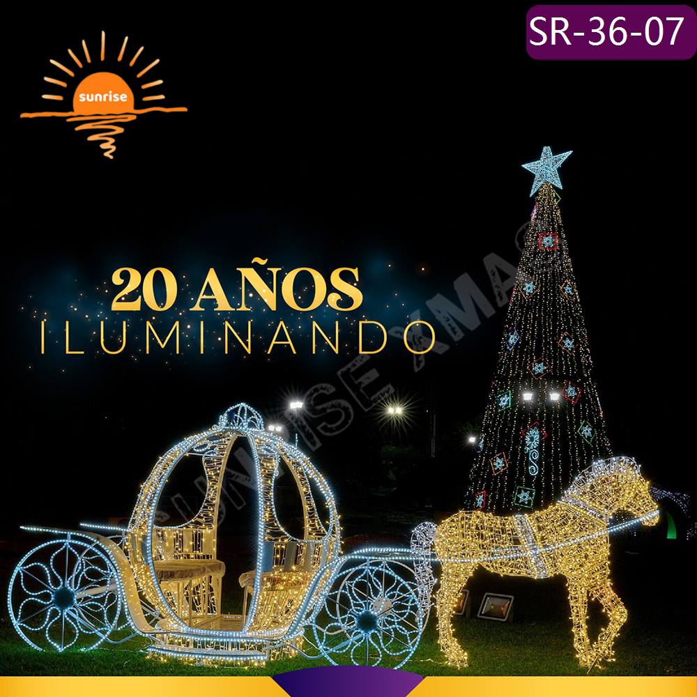 Design High-quality 3D Large Christmas Vehicle Holiday Giant LED Carriage Pattern Decorative theme motif Lights show for Mall