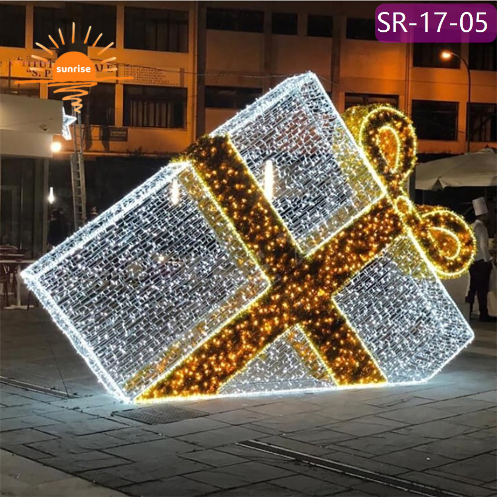 LED chair motif Lighted Gift Box for Shopping Mall Luminescence Commerical Outdoor Christmas Large Photo frame Decorative