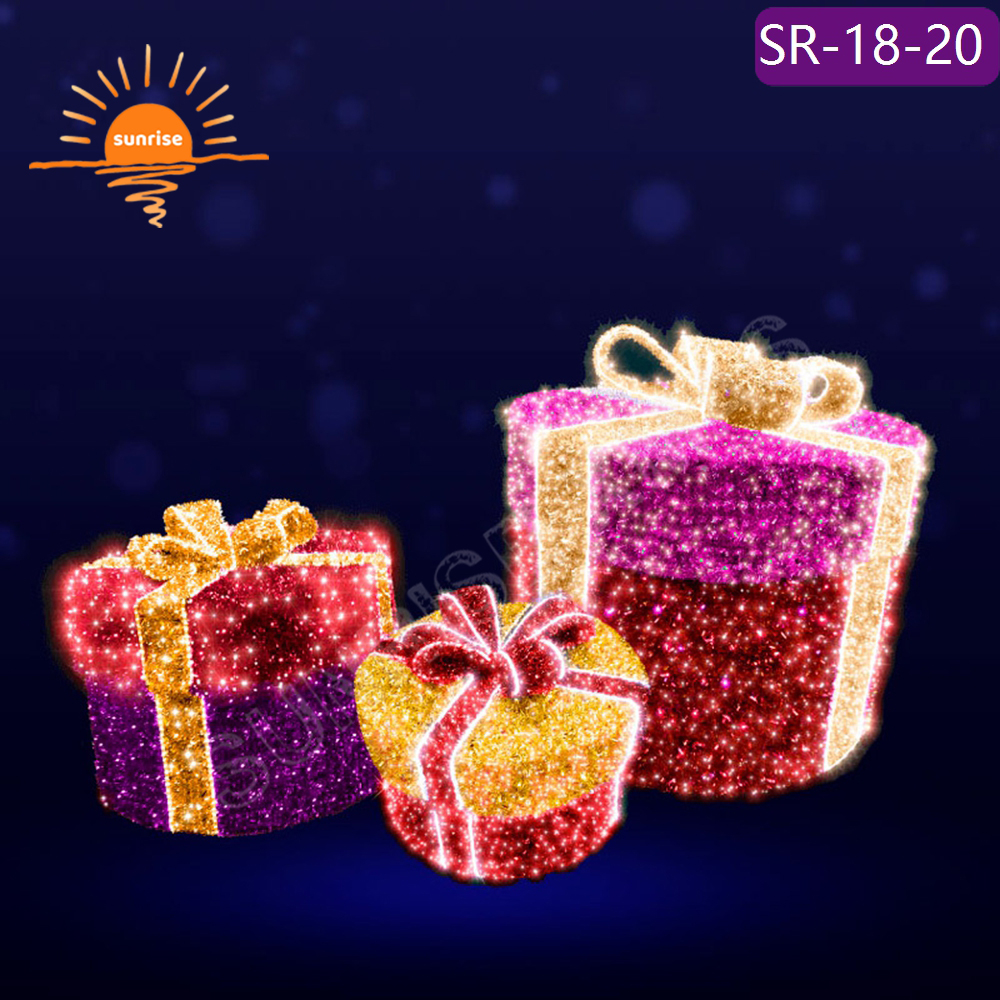 Commercial LED Light Emitting Diode IP65 motif ornament for park mall Downtown Christmas gift box decoration for presents