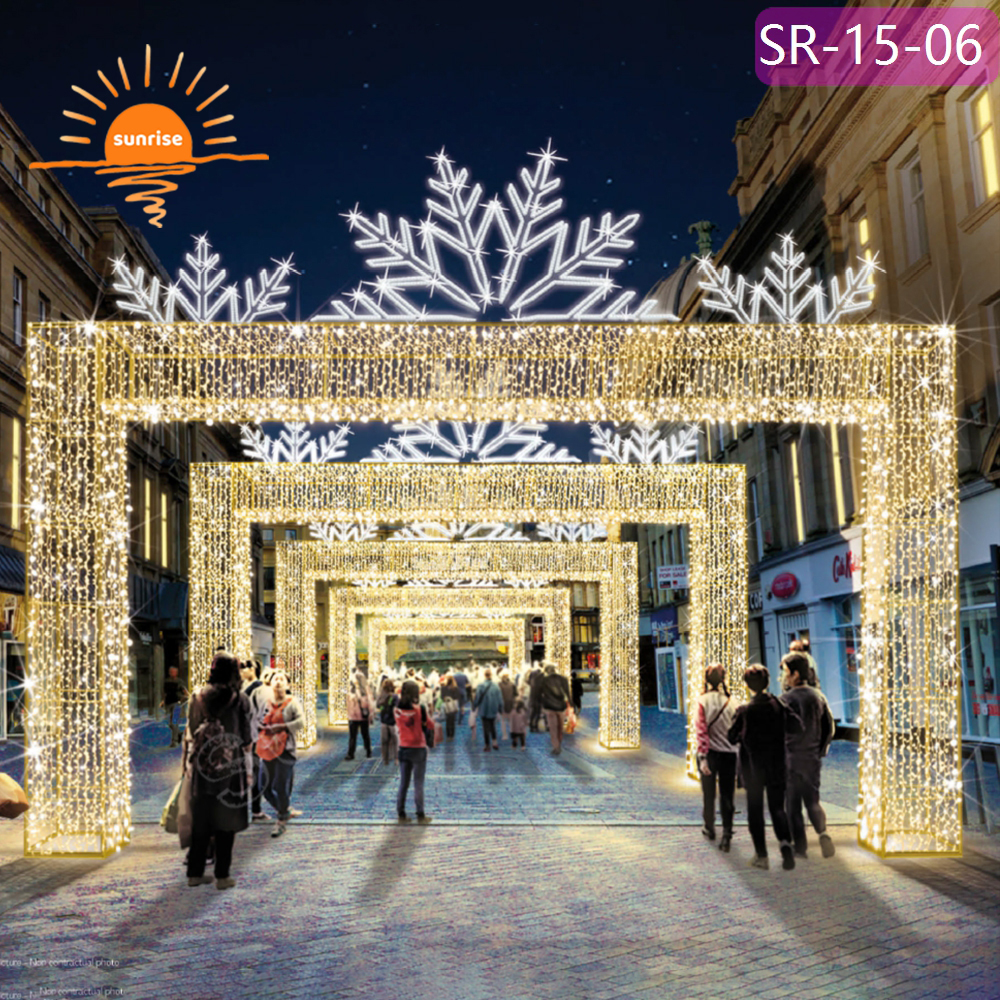 3D Holiday square street Decoration Outdoor Flashing led gift motif arch light the Color-changing RGB Christmas Landscape light