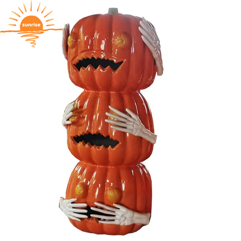 Halloween Props Toys Resin Art Crafts Statues Figurines Sculpture Fiberglass Halloween Pumpkin Light for Halloween Decorations
