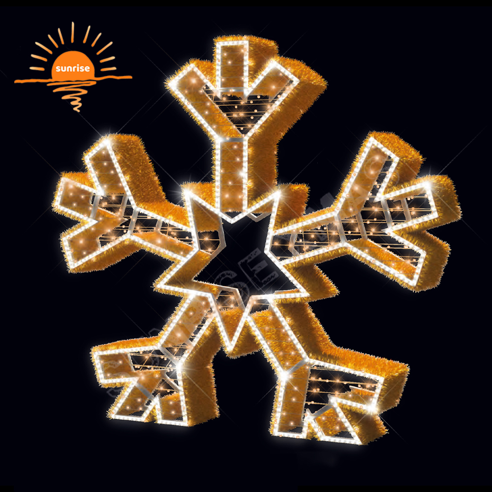 3D Large Outdoor Commercial Giant LED  Lighted Huge Christmas Snowflake Christmas Ornament Decorations for Shopping Centre
