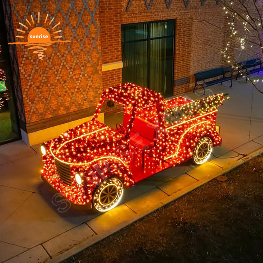 Xmas Outdoor Waterproof Photo Op Decoration Custom LED Bus Sports Car Motif for Garden Park Large Commercial Led Vehicle Light