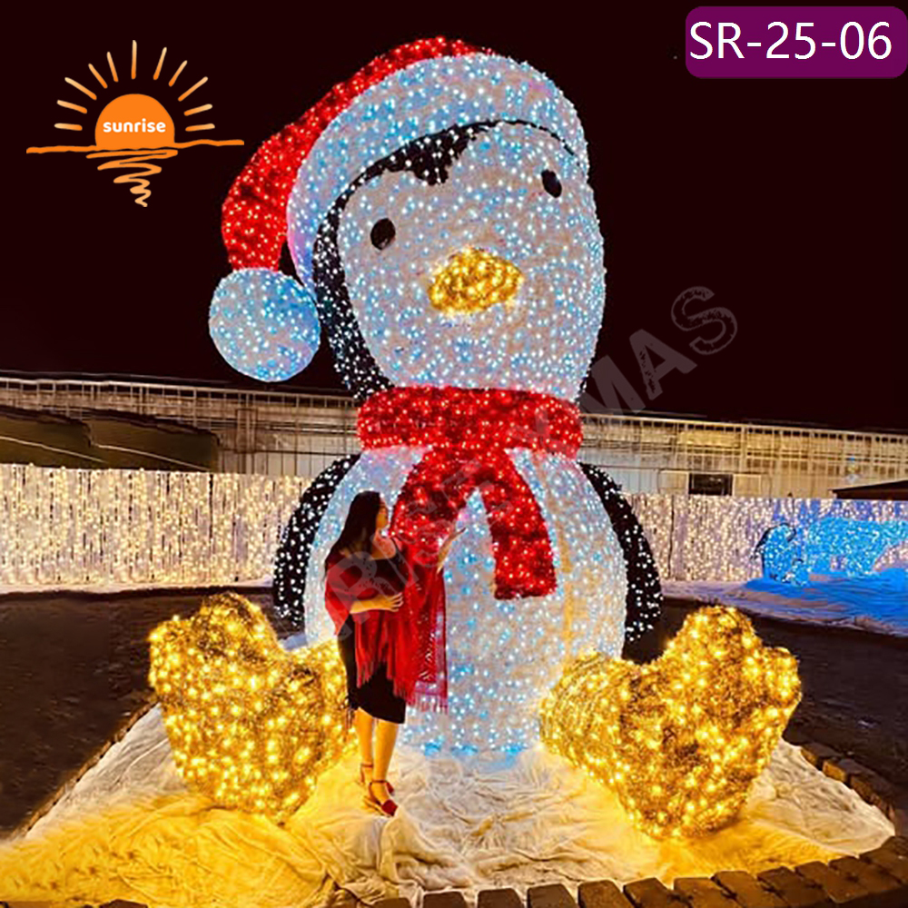 Outdoor lighted christmas Penguin motif light show the Color-changing RGB animals street decoration for park