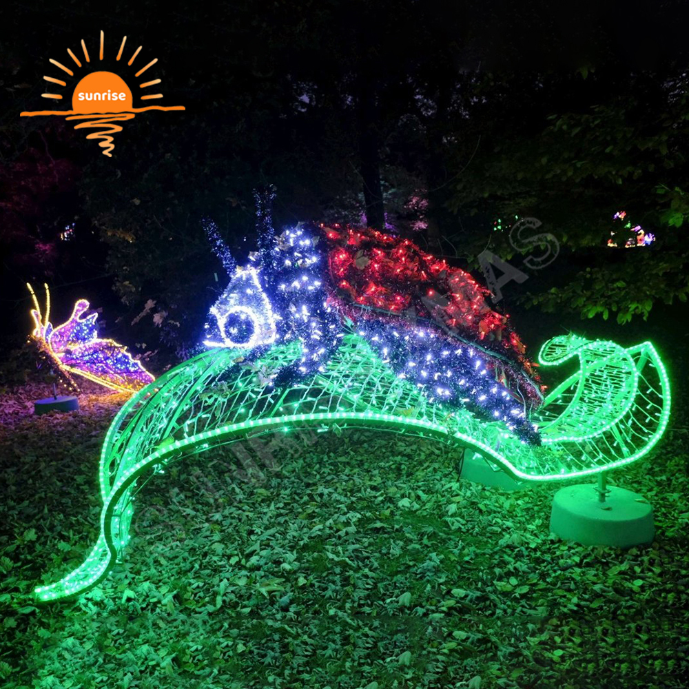 IP65 Commercial Motif Lights Show Led Christmas 3D Motif Flowers Handmade Plant and Insects for Park Holiday Decoration
