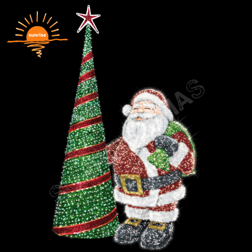 IP65 Animated Merry Christmas Reindeer Hats Decoration Led Light Santa Claus Motif Tree Decoration Supplies for Playgrounds Mall