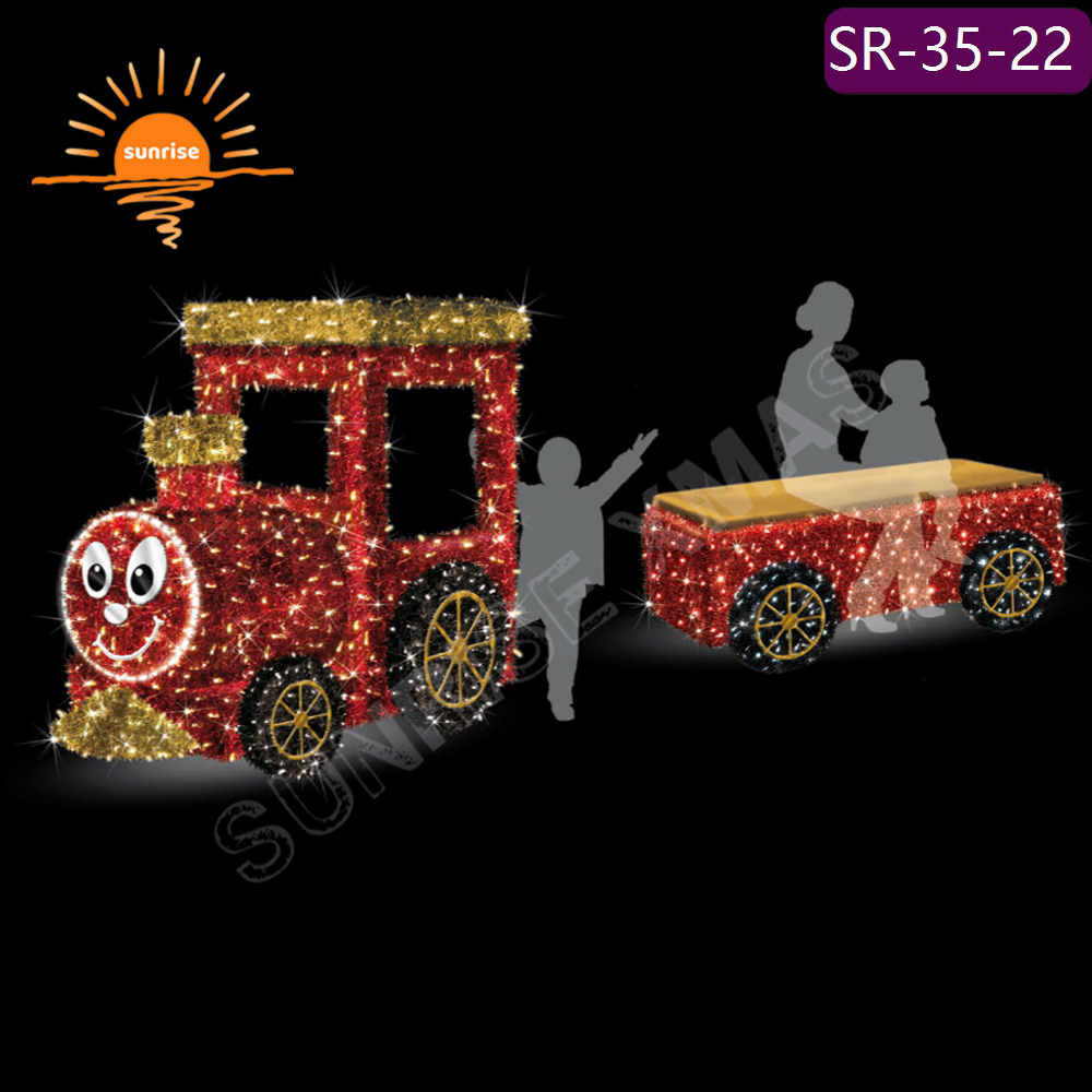 IP65 Christmas High-quality Outdoor motif light show Custom 3D Sculpture Giant Train Colorful Holiday LED Theme Decorative