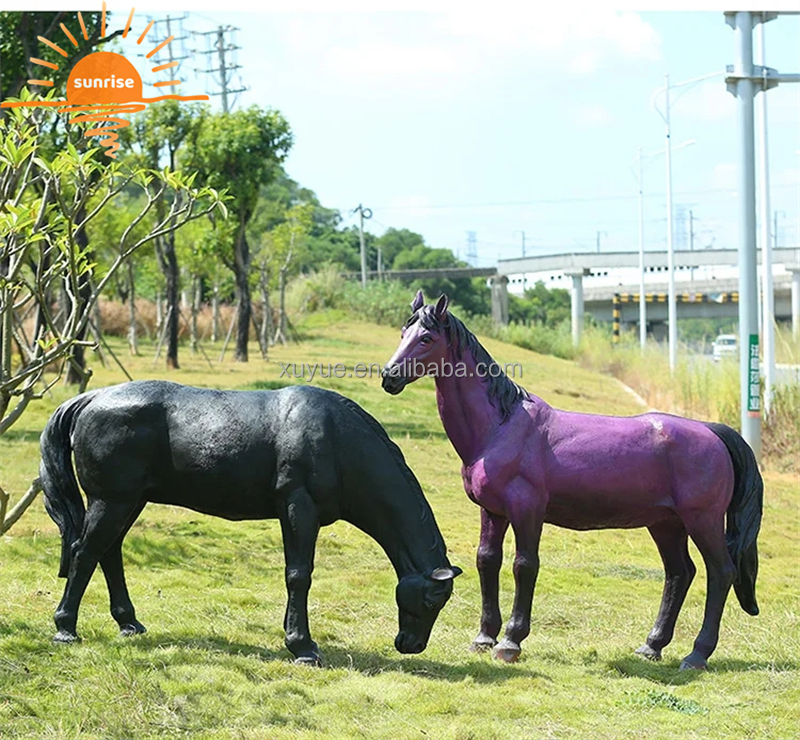 Horse Sculpture Fiberglass Resin Outdoor Life Size Animal Sculpture Garden Ornaments Outdoor Mall Fiberglass Decoration