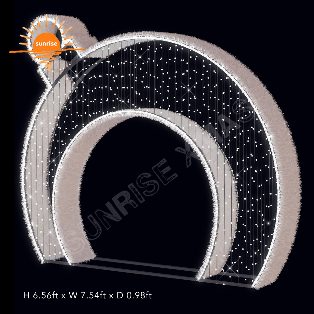 Outdoor Christmas Sweets Candy Large Decorative Walk Through White LED Lighted Gift Box Decoration Arch for Festive Displays