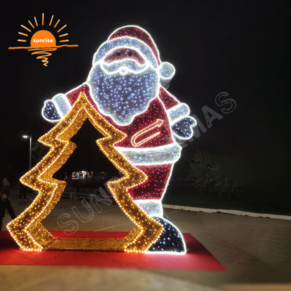 New Design Large LED Reindeer Motif Light Christmas Santa Claus Festival Selfie Station Decor Photo Ops Selfie Ops Decoration