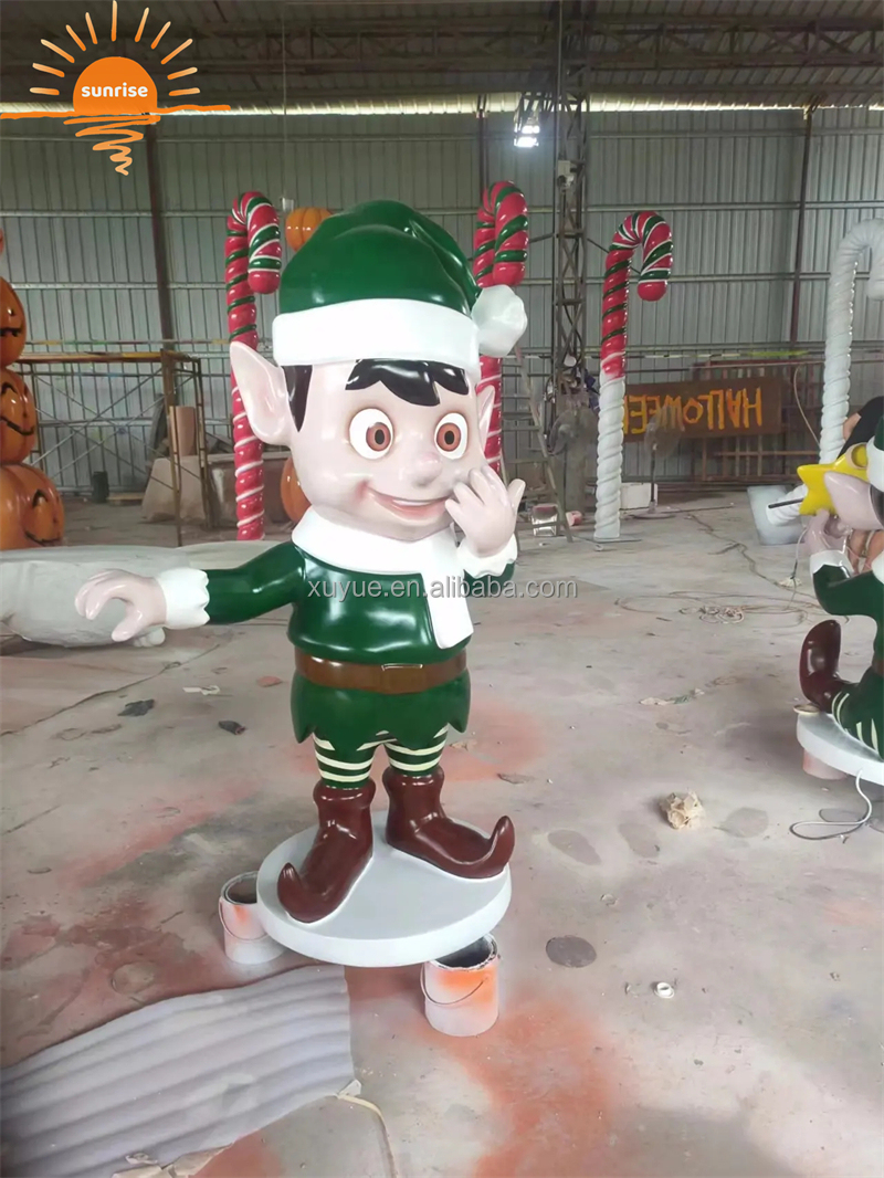 Fiberglass Christmas Decoration Elf Stunning Fiberglass Amusement Park Cartoon Decoration Elf Sculpture
