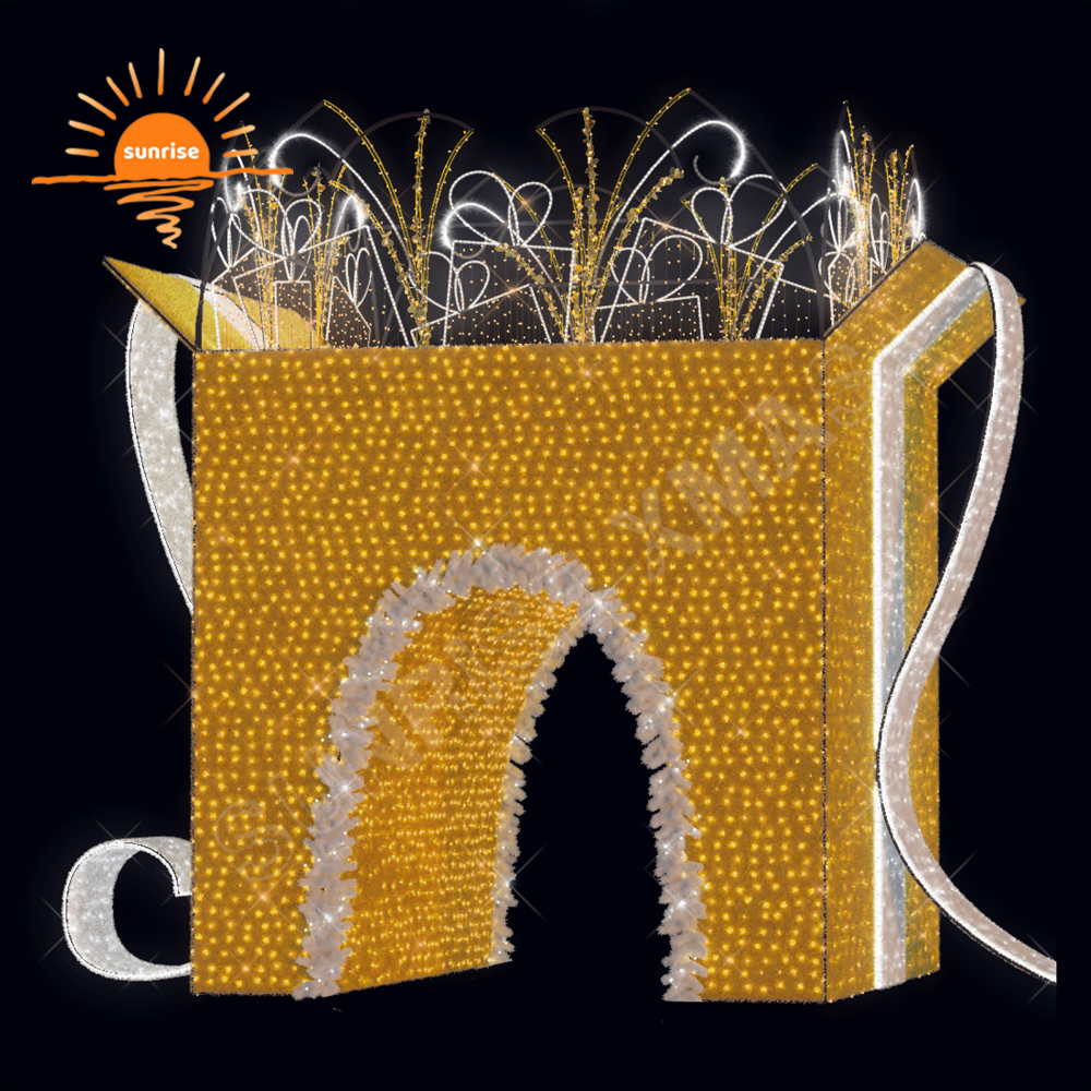 Christmas Ornament Customized Large-scale Outdoor Lighted Christmas Coffee Cup LED Lights 3d Arch Shopping Mall Lighting