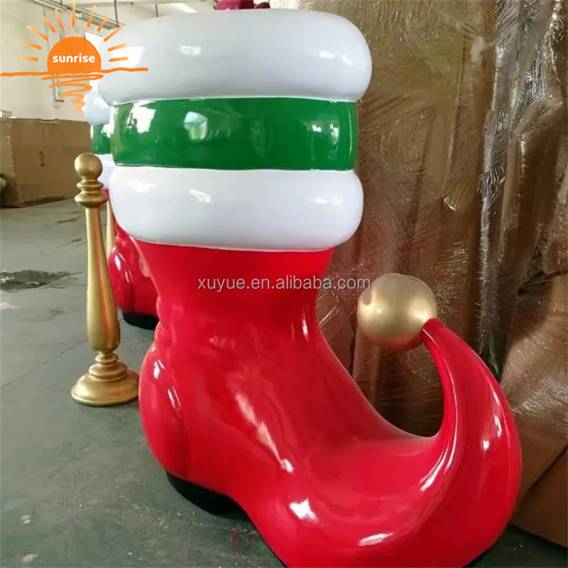 Christmas Fibreglass Large Santa Boot/fibreglass Boot for Shopping Mall Decoration