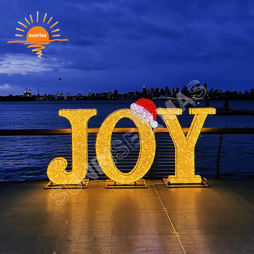 IP65 Custom Christmas Letters JOY Ornament for Shopping Mall Xmas Park Decorations Giant Commercial LED Outdoor Motif Lighted