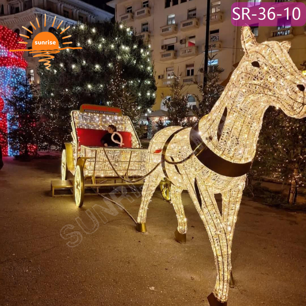 Customizable 3D giant Christmas Vehicle motif photo op light Mall park props Holiday Giant LED Carriage Pattern Decorative