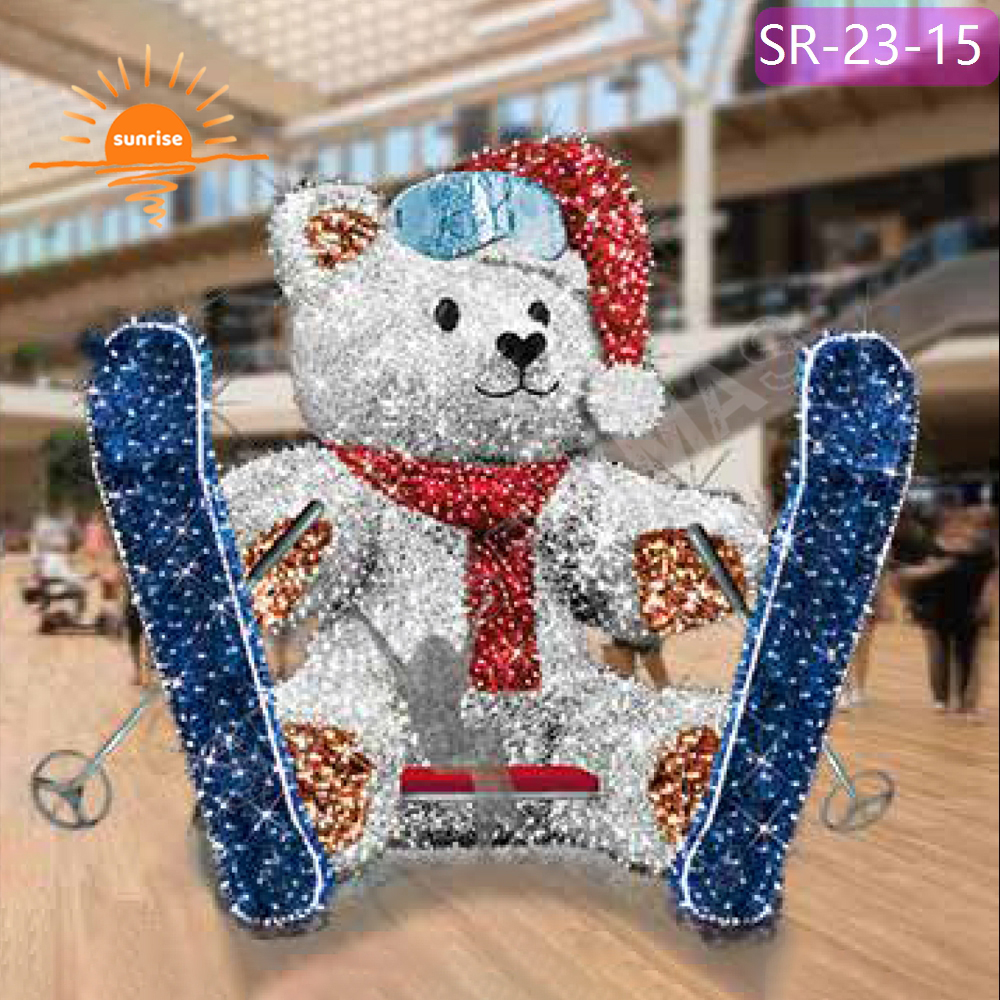 LED Christmas Teddy Bear for Shopping Center Decoration Customizable Outdoor Large Size LED Christmas Sitting Teddy Bear Lights