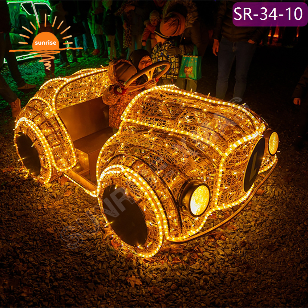 3D Large Led Vehicle Light RGB pixel lights Christmas Outdoor Photo Op Decoration LED Bus Sports Car Motif for Garden