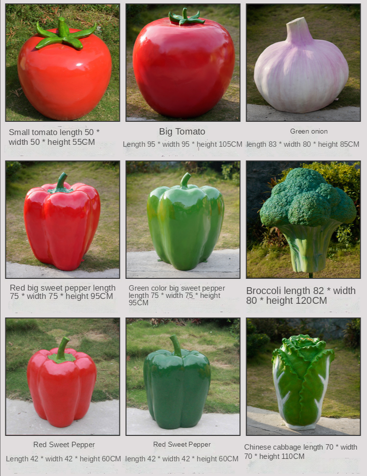 Resin Artificial Vegetables Fruit Pumpkin Watermelon Strawberry Pineapple Sculpture Outdoor Mall Fiberglass Decoration