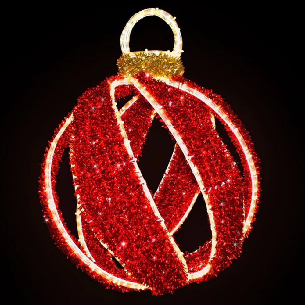 Custom Christmas Light Outdoor Waterproof Rattan Gift Commercial Decoration Giant Hanging Wool Bauble/ornament for Shopping Mall