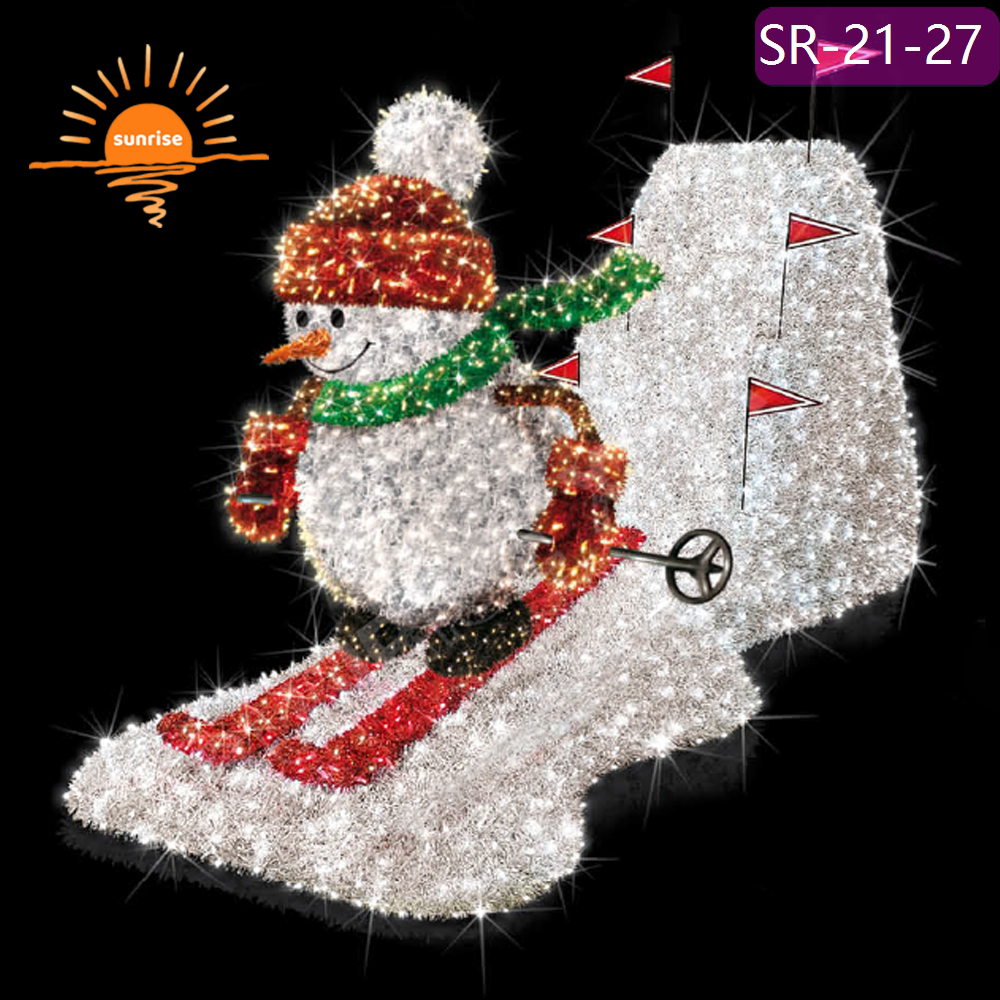 Holiday Skiing snowman decoration LED Santa Claus motif light show christmas outdoor waterproof mall Landscape lighting