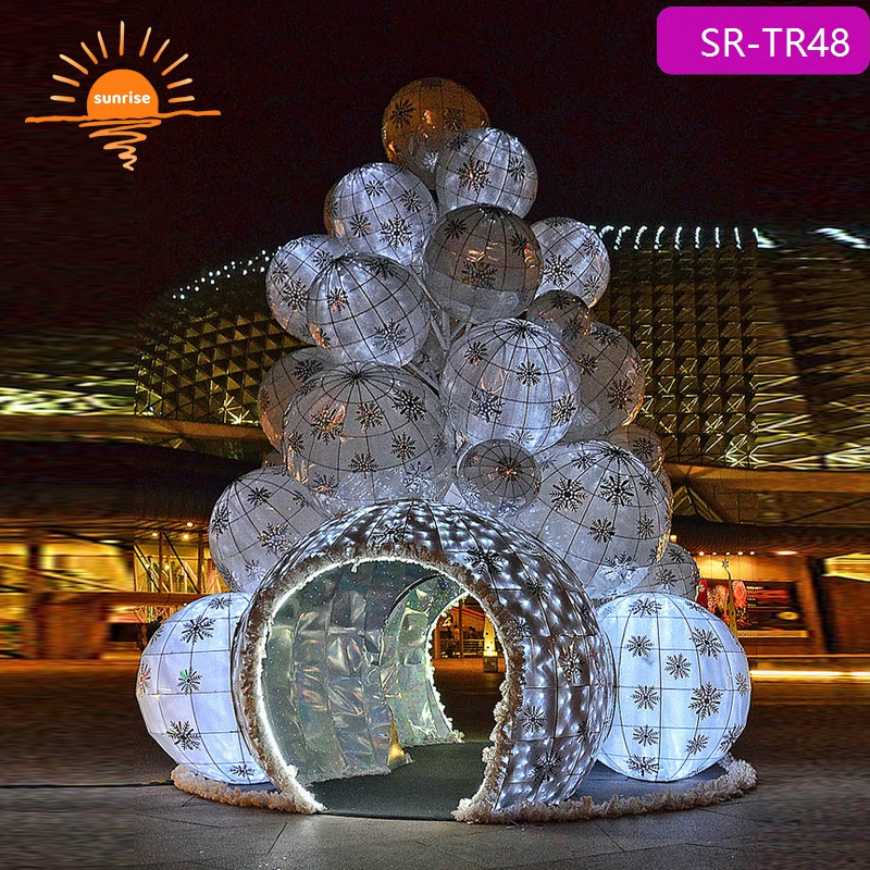 2022 Giant Xmas Decorations Outdoor Artificial Landscaping Metal Led Illuminated Christmas Spiral Ribbon Tree