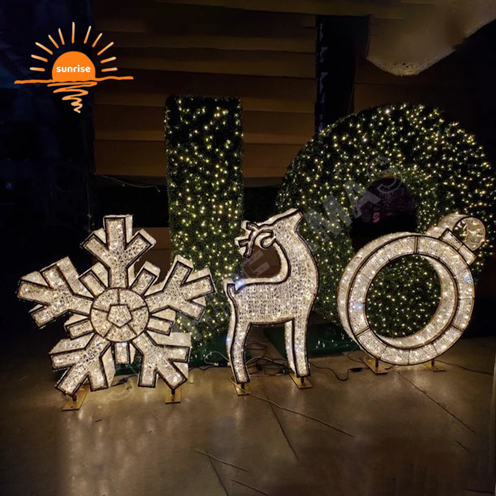 3D Large Outdoor Commercial Giant LED  Lighted Huge Christmas Snowflake Christmas Ornament Decorations for Shopping Centre