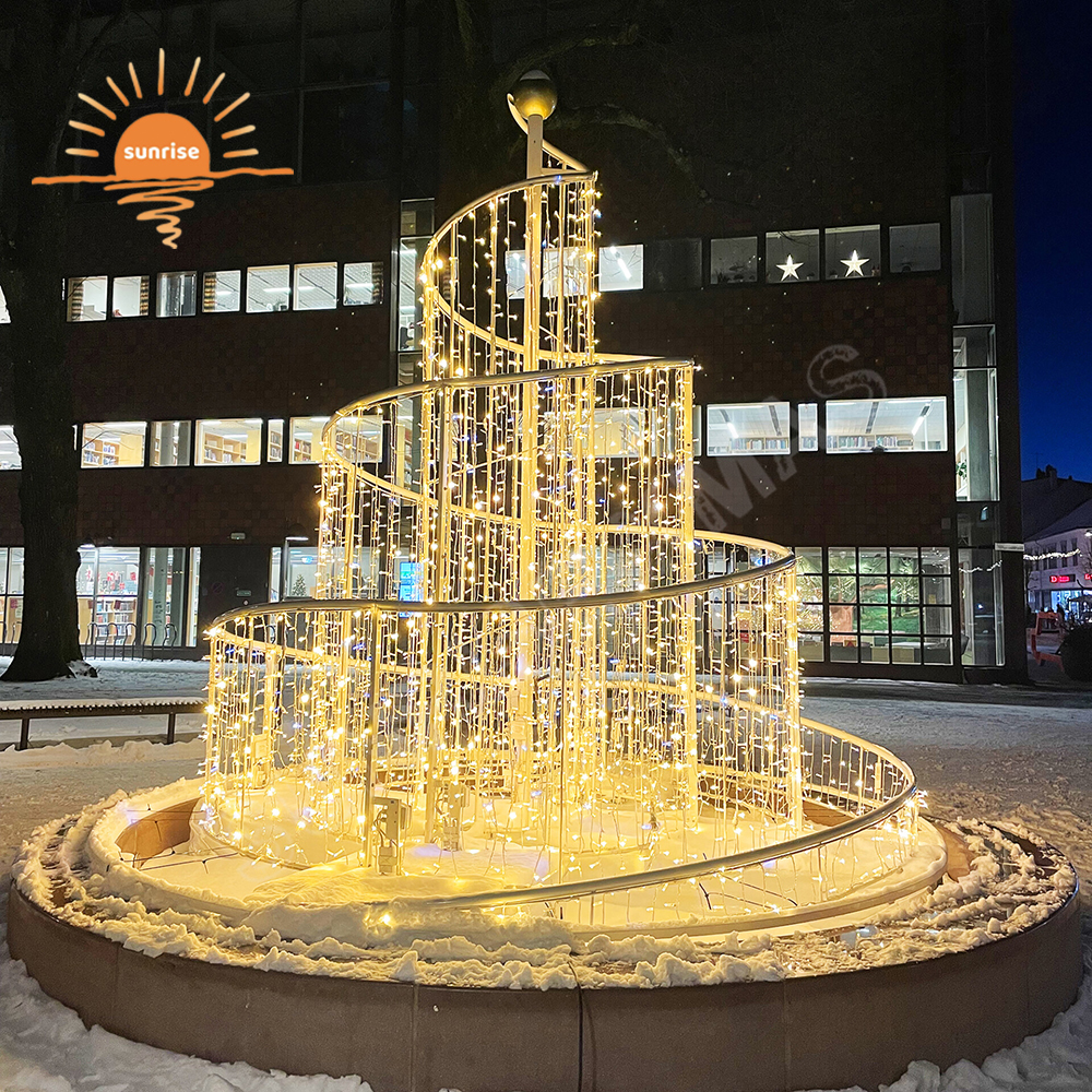 RGB IP65 Waterproof Christmas Large Fountain Landscape Decoration Xmas Large LED Motif Theme Park Light Show for Downtown Mall