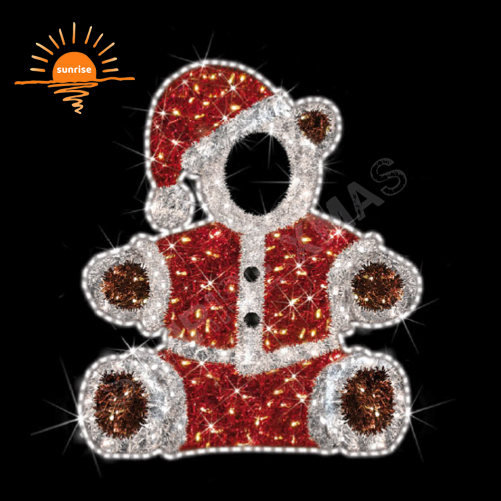 Christmas Bear Decor Shopping Mall Ornament Snowmen with Tree Photo Frame for Photo Op Selfie Elf Motif Decoration