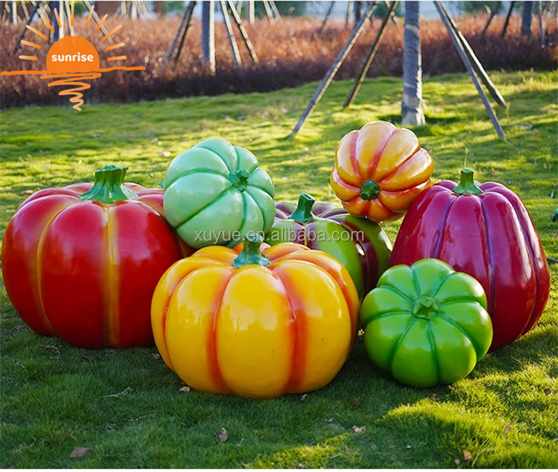 Artificial Vegetables Fruit Pumpkin Watermelon Strawberry Pineapple Sculpture Resin Outdoor Mall Fiberglass Decoration