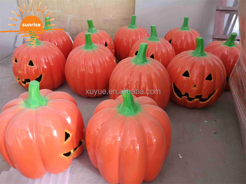 Fiberglass Halloween Sculpture Pumpkin Glowing Sculpture Holiday Crafts Customization